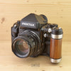 Pentax 67II w/ 105mm f/2.4 SMC, Wooden Grip and Half Case Exc